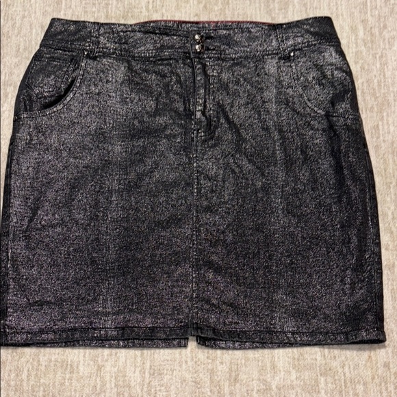 Sz 18 Glitter shiny black mini skirt Lane Bryant stretchy! - Picture 1 of 5